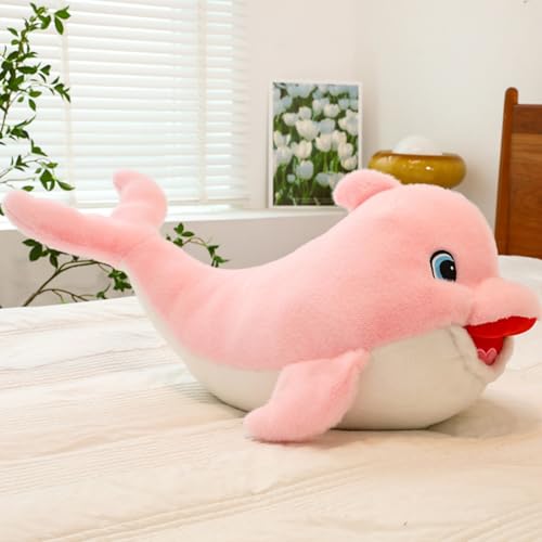 AQCQDQ Delfin Kuscheltier, Stofftier Delfin Plüschtier, Simulations Delphin Plüschkissen, Niedliche Delfinpuppen Spielzeug für Jungen Mädchen Schlafkissen Geschenk (50cm,Rosa) von AQCQDQ