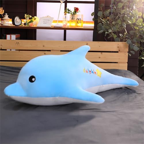 AQCQDQ Delfin Plüschtier, Süßes Kuscheltier Delfin, Weiche Delfin Plüschkissen, zum Kuscheln und Spielen, Delphin Puppen für Kinder (65 cm,Blau) von AQCQDQ