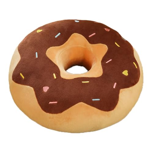 AQCQDQ Donut Kissen Plüschtier, Donut Plüschkissen, Süßes Rundes Donut Kuscheltier Dekokissen, Dekoratives Donut Sofakissen für Sofa, Bett, Stuhl, Wohnzimmer, Schlafzimmer (38cm,Braun) von AQCQDQ