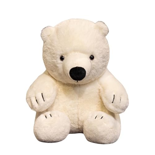 AQCQDQ Eisbär Kuscheltier Kissen, Simulation Sitzender Eisbär Plüschtiere 30 cm, Weißer Bär Puppe Kissen Puppe Stoffpuppe Geschenk, Niedliches Flauschig Weiche Weißer Eisbär Plüsch Spielzeug (30 cm) von AQCQDQ