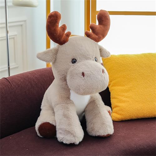 AQCQDQ Elch Kuscheltier, Süßes Kuscheltier Elch, Plüschtiere Giraffe, Elch Plüsch Spielzeug, Geschenk für Kinder Jungen Mädchen (45 cm,Grau) von AQCQDQ