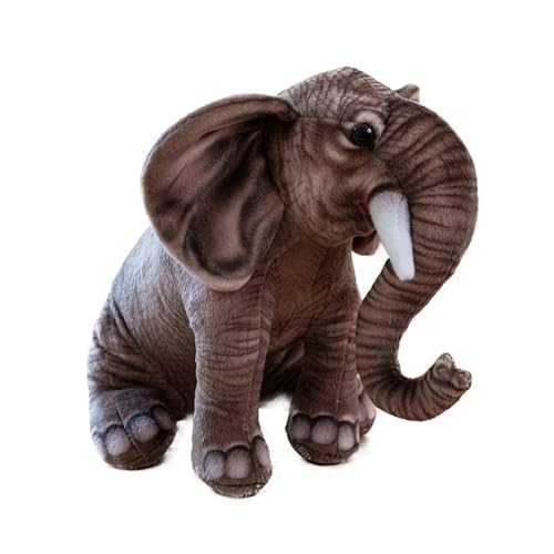 AQCQDQ Elephant Plüschtiere, Lebensechtes Elephant Kuscheltier Grau/braun, Weiches Flauschiges Elephant Stofftier Plüschpuppe, Süßer Zoo Wildtier Tier Puppe Plüsch Spielzeug (40 cm,Braun) von AQCQDQ