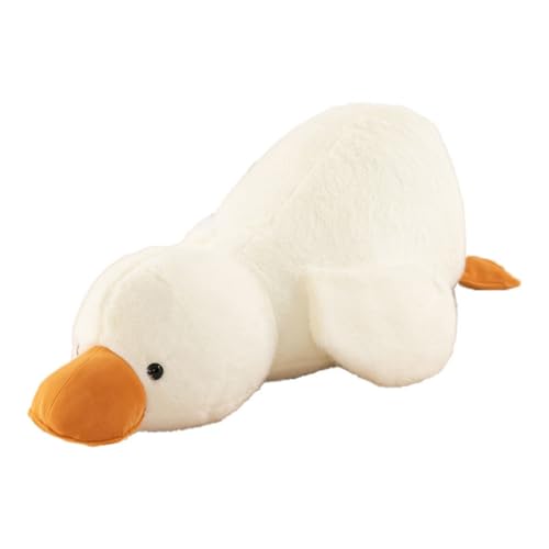 AQCQDQ Ente Stofftiere, Ente Kuscheltier, Ente Plüschtier, Ente Plushie Stofftier, Flauschig Weiche Ente Stofftiere Kissen Plüschtier, Plüsch Gans Kissen Puppe Geschenk für Kinder (50cm,Weiß) von AQCQDQ