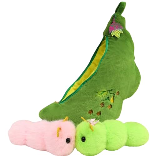AQCQDQ Erbsenschote Plüschtier, Süßes Erbsenschote Kuscheltier, zum Spielen und Kuscheln, Erbsen-PlüSchpuppe, Dekorative Süße Plüscherbse mit Reißverschluss für das Zimmer (28 cm,A) von AQCQDQ