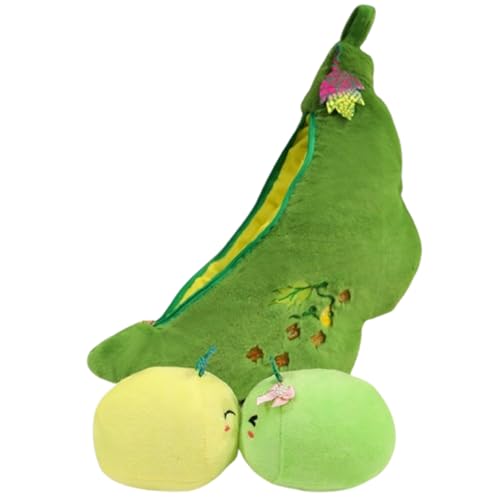 AQCQDQ Erbsenschote Plüschtier, Süßes Erbsenschote Kuscheltier, zum Spielen und Kuscheln, Erbsen-PlüSchpuppe, Dekorative Süße Plüscherbse mit Reißverschluss für das Zimmer (38 cm,B) von AQCQDQ