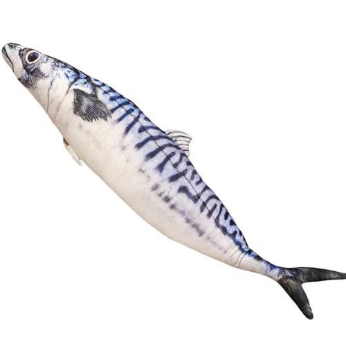 AQCQDQ Fisch Kuscheltier Weiches Fischkissen 3D Simulation tropisches Fischkissen Niedlich Stofftier Plüschtier Dekokissen Kuscheltier Spielzeug Kinder (60cm,Makrele) von AQCQDQ