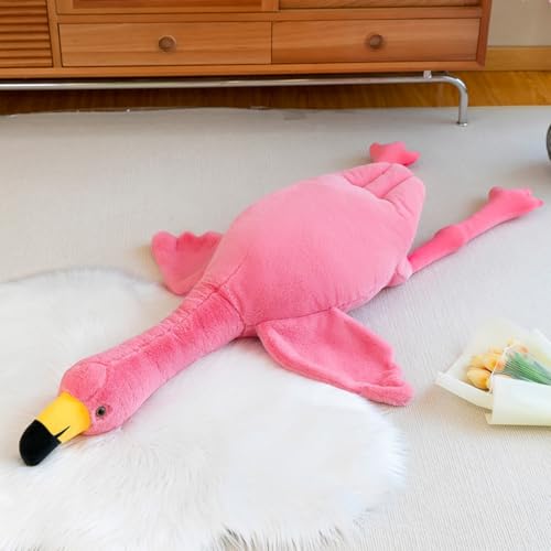AQCQDQ Flamingo Kuscheltier, Plüschtier Flamingo Stofftier, Weiches Flamingo-Spielzeug, Flauschiger Rosa Flamingo Dekokissen zum Spielen & Kuscheln, Geschenke für Kinder (110cm,Rosa) von AQCQDQ