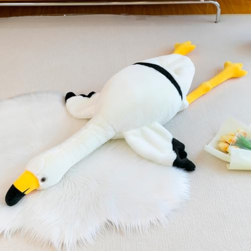 AQCQDQ Flamingo Kuscheltier, Plüschtier Flamingo Stofftier, Weiches Flamingo-Spielzeug, Flauschiger Rosa Flamingo Dekokissen zum Spielen & Kuscheln, Geschenke für Kinder (110cm,Weiß) von AQCQDQ