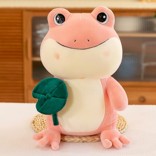 AQCQDQ Frosch Kuscheltier, Stofftier Frosch Plüschtier, Frog Spielzeug Kawaii Frosch Kissen, Flauschige Weich Frosch Plüschpuppen Geschenk für Mädchen Kinder (28cm,Rosa) von AQCQDQ