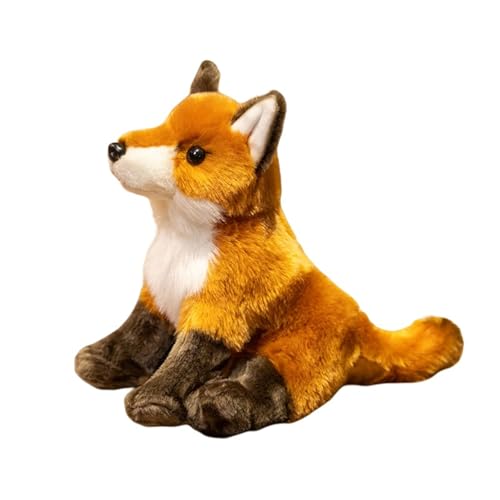 AQCQDQ Fuchs Kuscheltier, Realistische Sitzende Fuchs Figur Plüschtier Fuchs-Puppe, Süßes Wildtiere Plüsch Stofftier Plushie Spielzeug Geschenk Zum Kuscheln & Spielen Für Kinder (25 cm) von AQCQDQ