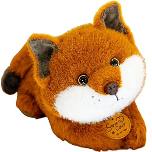 AQCQDQ Fuchs Kuscheltier Fuchs Plüschtiere Kawaii Simulation Plüsch Süßer echt Wirkender Fuchs Figur Fuchs Kuscheltier Riesen Stofftier für Kinder (35 cm,Liegen) von AQCQDQ