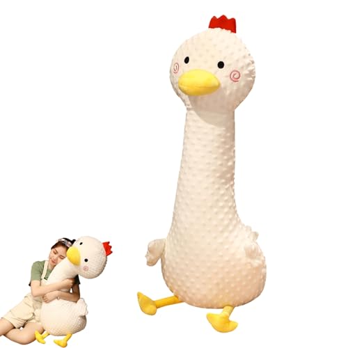 AQCQDQ Gans Kuscheltier, Gans Plüschtier Weiß, Niedliches Gänse Stofftier Ente Puppe Große Gans Weiches Kuscheltier Schlafkissen Kissen für Kinder und Mädchen (55 X 20 cm) von AQCQDQ