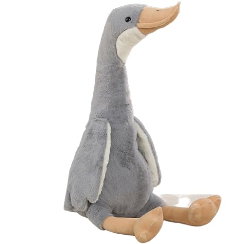 AQCQDQ Gans Kuscheltier, Große Weiße Gans Plüschtier Puppe, Ente Plüsch Flauschiger Stofftier Spielzeug Zum Spielen Und Kuscheln, Schwan Kuscheltier Deko Geschenk Für Kinder Mädchen (60 cm,Grau) von AQCQDQ