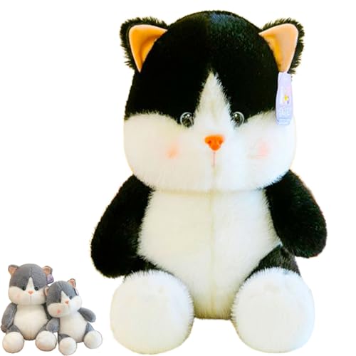 AQCQDQ Gewichtete Plüsch Stofftier PP Baumwolle gefüllt Katze Plüsch Kuscheltier, lebensechte ausgestopfte Katze,Geburtstagsgeschenk für Kinder Erwachsene (50 cm,Black) von AQCQDQ