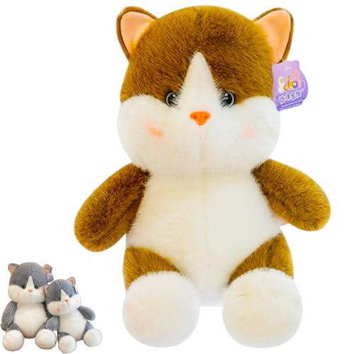 AQCQDQ Gewichtete Plüsch Stofftier PP Baumwolle gefüllt Katze Plüsch Kuscheltier, lebensechte ausgestopfte Katze,Geburtstagsgeschenk für Kinder Erwachsene (50 cm,Brown) von AQCQDQ