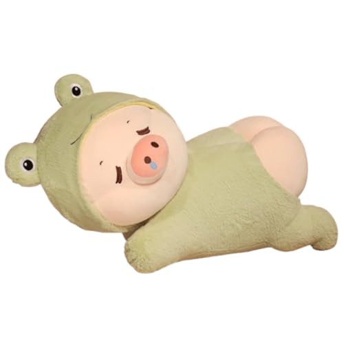 AQCQDQ Groß Schwein Stofftier Riesen Kuscheltier, Plüschtier Süße Riesige Flauschige Schwein, zum Kuscheln und Spielen Kuscheltiere Geschenk für Kinder Mädchen (45 cm,Frosch-Schwein) von AQCQDQ