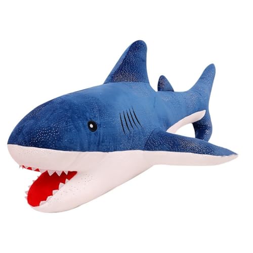 AQCQDQ Hai Kuscheltier, Riesen Kuscheltier Hai Groß Stofftier, Simuliertes Tier Hai Handpuppe aus Plüsch, zum Spielen und Kuscheln für Mädchen und Jungen (70 cm,Blau) von AQCQDQ