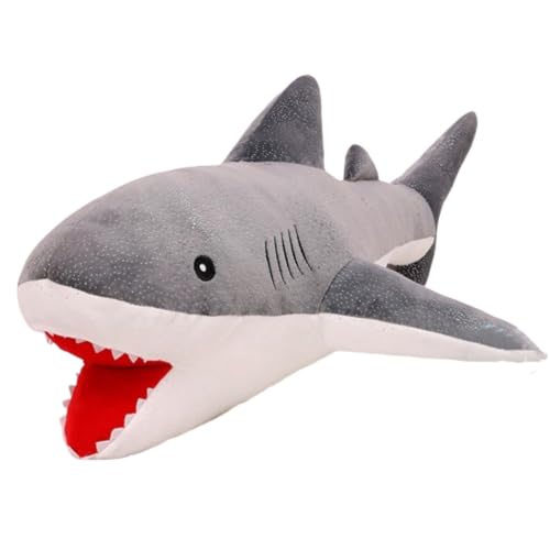 AQCQDQ Hai Kuscheltier, Riesen Kuscheltier Hai Groß Stofftier, Simuliertes Tier Hai Handpuppe aus Plüsch, zum Spielen und Kuscheln für Mädchen und Jungen (70 cm,Grau) von AQCQDQ