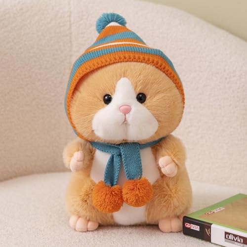 AQCQDQ Hamster Kuscheltier, Plüschtier Hamster, Realistische Hamster Plüschtiere Spielzeug, Niedliche Cartoon Hamster Plüschtiere für Mädchen Kinder Geburtstag Geschenk (25cm,Braun) von AQCQDQ
