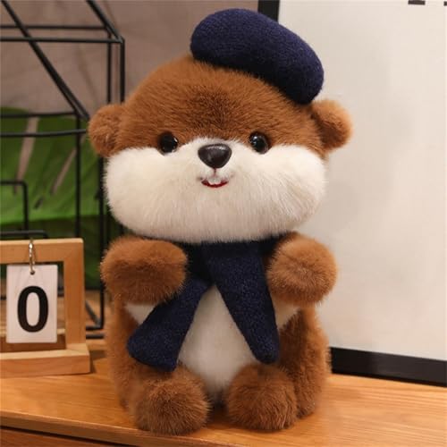 AQCQDQ Hamster Kuscheltier, Süßes Biber Plüschtier Simulation Lebensechtes Otter Kuscheltier Stofftier Puppe Spielzeug Geschenk Zum Kuscheln & Spielen Für Kinder (35 cm,Braun) von AQCQDQ