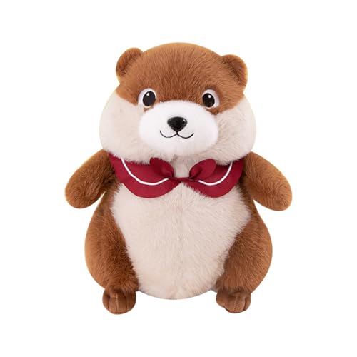 AQCQDQ Hamster Kuscheltier Murmeltier Plüschpuppe, Süßes Hamster Plüschtier Braun Grau Flauschig Stofftier Spielzeug Geschenk Kissen Für Kinder Zum Schlafen, Kuscheln (35 cm,Braun) von AQCQDQ
