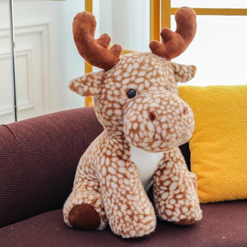 AQCQDQ Hirsch Kuscheltier, Süße Elch Plüsch Puppe Sikahirsch Plüschtier, Rentier Stofftier Plüsch Spielzeug Geschenk Zum Kuscheln Und Spielen Für Kinder (45 cm,Kaffee) von AQCQDQ