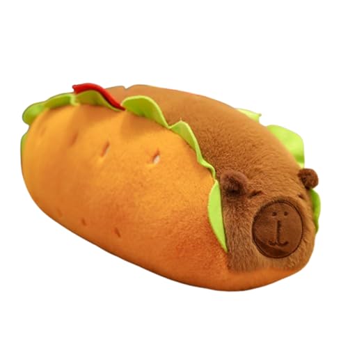 AQCQDQ Hot Dog Capybara Plüschtier Plüschtier Weiches Wasserschwein Kuscheltier mit Flauschigem Fell Tierisches Stofftier,Geschenk für Kinder Jungen Mädchen, Geburtstag, Babyzimmer (90 cm) von AQCQDQ