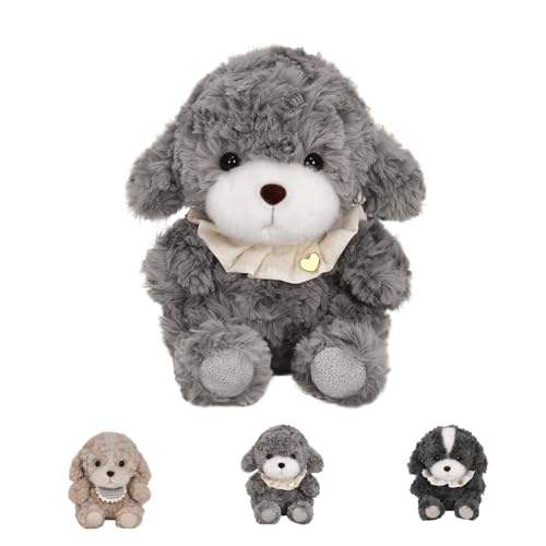 AQCQDQ Hund Kuscheltier Plüschtier, Plüsch-Stofftier-Hund, Hund Simulation Spielzeug Plüschtiere Welpen Kissen, Weich Kuschelig Geschenk für Kinder Mädchen Freundin (17 cm,Grau) von AQCQDQ