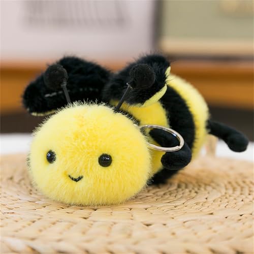 AQCQDQ Insekt Kuscheltier, Stofftier Insekten Spielzeug, Niedlich Spinne Biene Raupen-Schlüsselanhänger, Plüsch Insekt, Geschenk für Mädchen und Jungen (Biene) von AQCQDQ