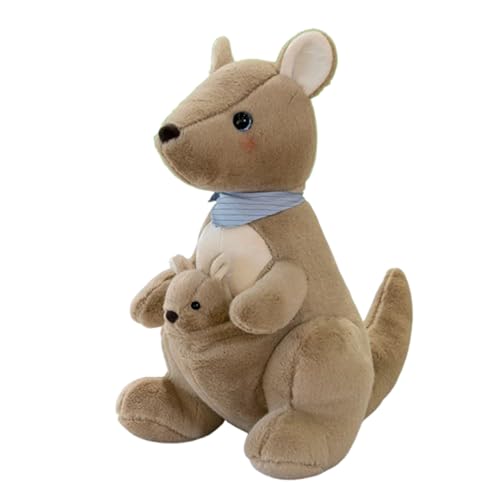 AQCQDQ Känguru Plüschtier Plüschtiere, Süßes Kuscheltier Mutter und Kind Känguru, Realistisch Flauschiges Stofftier Känguru zum Kuscheln, Halloween für Kinder Kuscheln Spielen Schlafen (50 cm,Kamel) von AQCQDQ