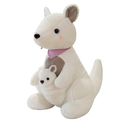 AQCQDQ Känguru Plüschtier Plüschtiere, Süßes Kuscheltier Mutter und Kind Känguru, Realistisch Flauschiges Stofftier Känguru zum Kuscheln, Halloween für Kinder Kuscheln Spielen Schlafen (50 cm,weiß) von AQCQDQ