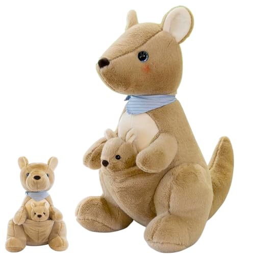 AQCQDQ Känguru Plüschtier Plüschtiere känguru Kuscheltier Kuscheltier mit Baby im Bauch Stofftier Känguru Plüsch Toy Flauschiges Plüsch Puppe für Kinder Kuscheln (50 cm,braun) von AQCQDQ