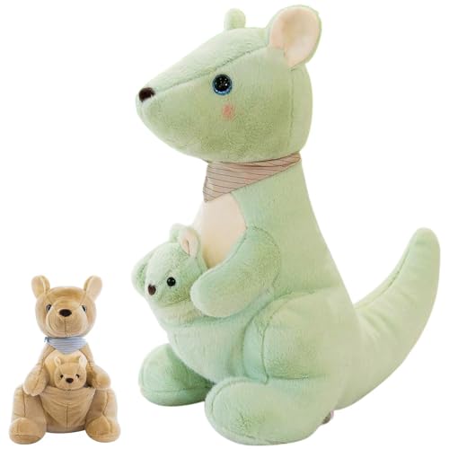 AQCQDQ Känguru Plüschtier Plüschtiere känguru Kuscheltier Kuscheltier mit Baby im Bauch Stofftier Känguru Plüsch Toy Flauschiges Plüsch Puppe für Kinder Kuscheln (50 cm,grün) von AQCQDQ
