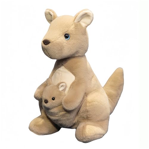 AQCQDQ Känguru Plüschtiere,Plüsch Känguru Mutter mit Baby Känguru Puppe Plüsch Puppe Spielzeug,Süßes Kuscheltier Mutter und Kind Känguru, Geschenk für Kinder Mädchen JungenFlauschiges (22 cm) von AQCQDQ