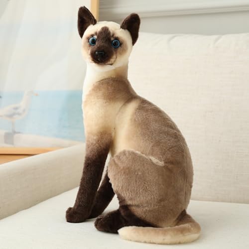 AQCQDQ Katze Kuscheltier, Realistic Plüsch Katze Puppe, Süße Plüschtiere Katze, Simulation Kätzchen Plüschtiere Stofftiere Spielzeug Lebensecht Geschenke für Freunde Kinder (30CM,Braun-S) von AQCQDQ