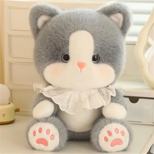 AQCQDQ Katze Kuscheltier Echt, Katze Lebensecht, Süßes Kätzchen Puppe Puppe, Simuliertes Tier Katze Plüschtier, Geburtstagsgeschenk für Mädchen (30 cm,Grau) von AQCQDQ