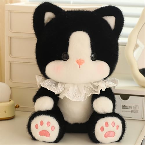 AQCQDQ Katze Kuscheltier Echt, Katze Lebensecht, Süßes Kätzchen Puppe Puppe, Simuliertes Tier Katze Plüschtier, Geburtstagsgeschenk für Mädchen (30 cm,Schwarz) von AQCQDQ