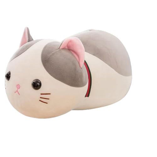 AQCQDQ Katze Kuscheltiere Süße Katze Plüschkissen,niedliches Steppenkatzen Plüschtier, Stofftiere Weiche Plüschtier Kitty Plüsch Dekokissen Geschenke für Mädchen Kinder (35cm,Hellgrau) von AQCQDQ