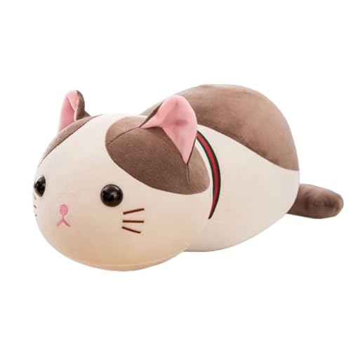 AQCQDQ Katze Kuscheltiere Süße Katze Plüschkissen,niedliches Steppenkatzen Plüschtier, Stofftiere Weiche Plüschtier Kitty Plüsch Dekokissen Geschenke für Mädchen Kinder (35cm,grau) von AQCQDQ