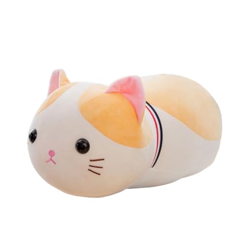 AQCQDQ Katze Kuscheltiere Süße Katze Plüschkissen,niedliches Steppenkatzen Plüschtier, Stofftiere Weiche Plüschtier Kitty Plüsch Dekokissen Geschenke für Mädchen Kinder (50cm,cremegelb) von AQCQDQ