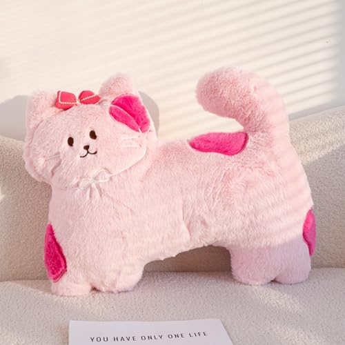 AQCQDQ Katze Plüschkissen, Süße Plüschtiere Katze Kuscheltier, Stofftiere Kätzchen Kuscheltier, Kawaii Katze Puppe Kissen Spielzeug Geschenke für Mädchen Kinder (Rosa) von AQCQDQ
