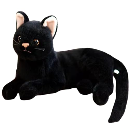 AQCQDQ Katzenkuschelspielzeug, Katzenplüschpuppen, kuschelige niedliche Begleiterpuppe, Katzenspielzeug, niedliches Katzenspielzeuggeschenk für Kinder. (30 cm,Black) von AQCQDQ