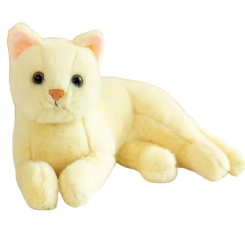 AQCQDQ Katzenkuschelspielzeug, Katzenplüschpuppen, kuschelige niedliche Begleiterpuppe, Katzenspielzeug, niedliches Katzenspielzeuggeschenk für Kinder. (30 cm,Yellow) von AQCQDQ