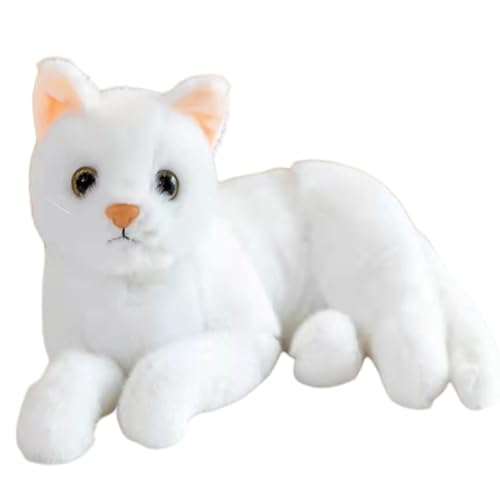 AQCQDQ Katzenkuschelspielzeug, Katzenplüschpuppen, kuschelige niedliche Begleiterpuppe, Katzenspielzeug, niedliches Katzenspielzeuggeschenk für Kinder. (40 cm,White) von AQCQDQ