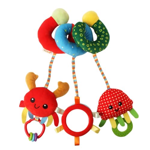 AQCQDQ Kinderwagen Activity Spirale Spielzeug, Hängendes Spiral Plüsch Spielzeug, Wickelplüschglocke für Kinderwagen, Autositz und Kinderbett (Faber,Erdbeere) von AQCQDQ