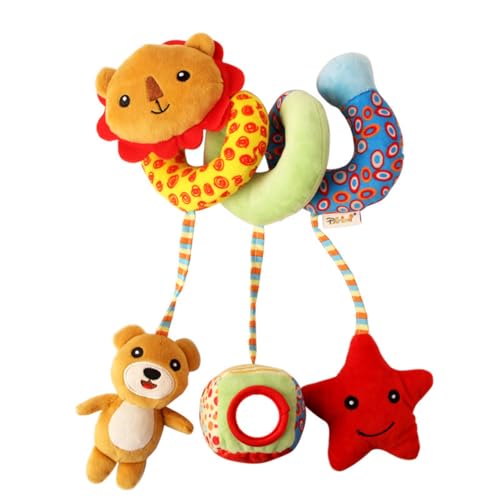 AQCQDQ Kinderwagen Activity Spirale Spielzeug, Hängendes Spiral Plüsch Spielzeug, Wickelplüschglocke für Kinderwagen, Autositz und Kinderbett (Faber,Löwe) von AQCQDQ