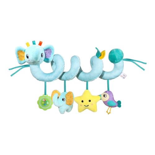 AQCQDQ Kinderwagen Spielzeug, Activity Spirale Spielzeug für Bett, Baby Mobile Kette mit Niedlichen Figuren, Kinderwagenkette für Kinderbett/Autositz/Babyschale (30 * 25 cm,Elefant) von AQCQDQ