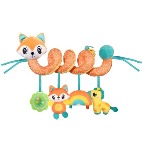 AQCQDQ Kinderwagen Spielzeug, Activity Spirale Spielzeug für Bett, Baby Mobile Kette mit Niedlichen Figuren, Kinderwagenkette für Kinderbett/Autositz/Babyschale (30 * 25 cm,Fuchs) von AQCQDQ