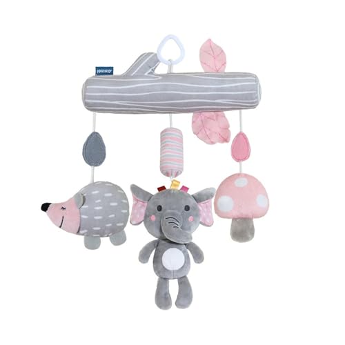 AQCQDQ Kinderwagen Spielzeug, Baby Wagenkette mit Hasen Elefanten, Activity Spirale Spielzeug für Bett, Hängende Plüschtiere für Autositz, Babybett, Kinderwagen (40 * 24 cm,Elefant) von AQCQDQ