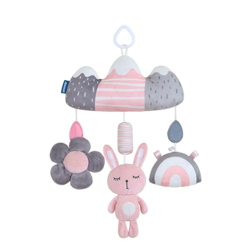 AQCQDQ Kinderwagen Spielzeug, Baby Wagenkette mit Hasen Elefanten, Activity Spirale Spielzeug für Bett, Hängende Plüschtiere für Autositz, Babybett, Kinderwagen (40 * 24 cm,Kaninchen) von AQCQDQ